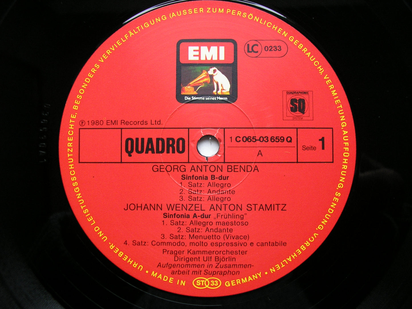 BOHEMIAN SYMPHONIES OF THE 18th CENTURY: BENDA / STAMITZ / MYSLIVECEK / MICA    PRAGUE CHAMBER ORCHESTRA / BJORLIN   065 03 659