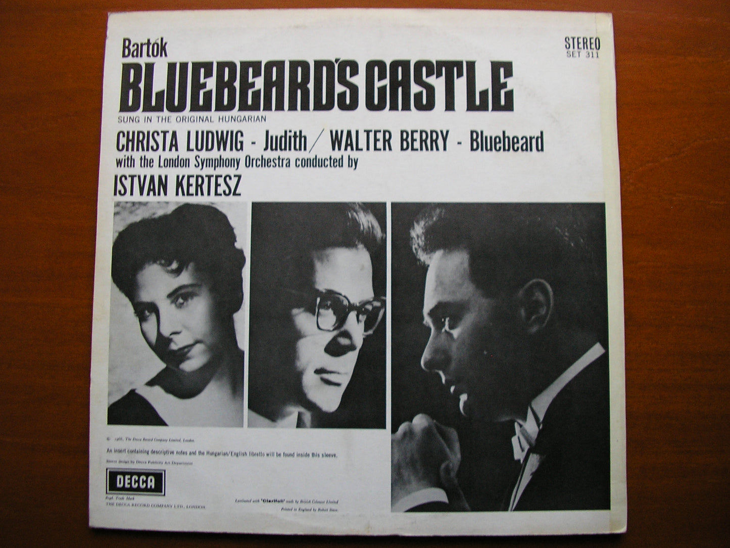 BARTOK: BLUEBEARD'S CASTLE    BERRY / LUDWIG / LONDON SYMPHONY / KERTESZ    SET 311