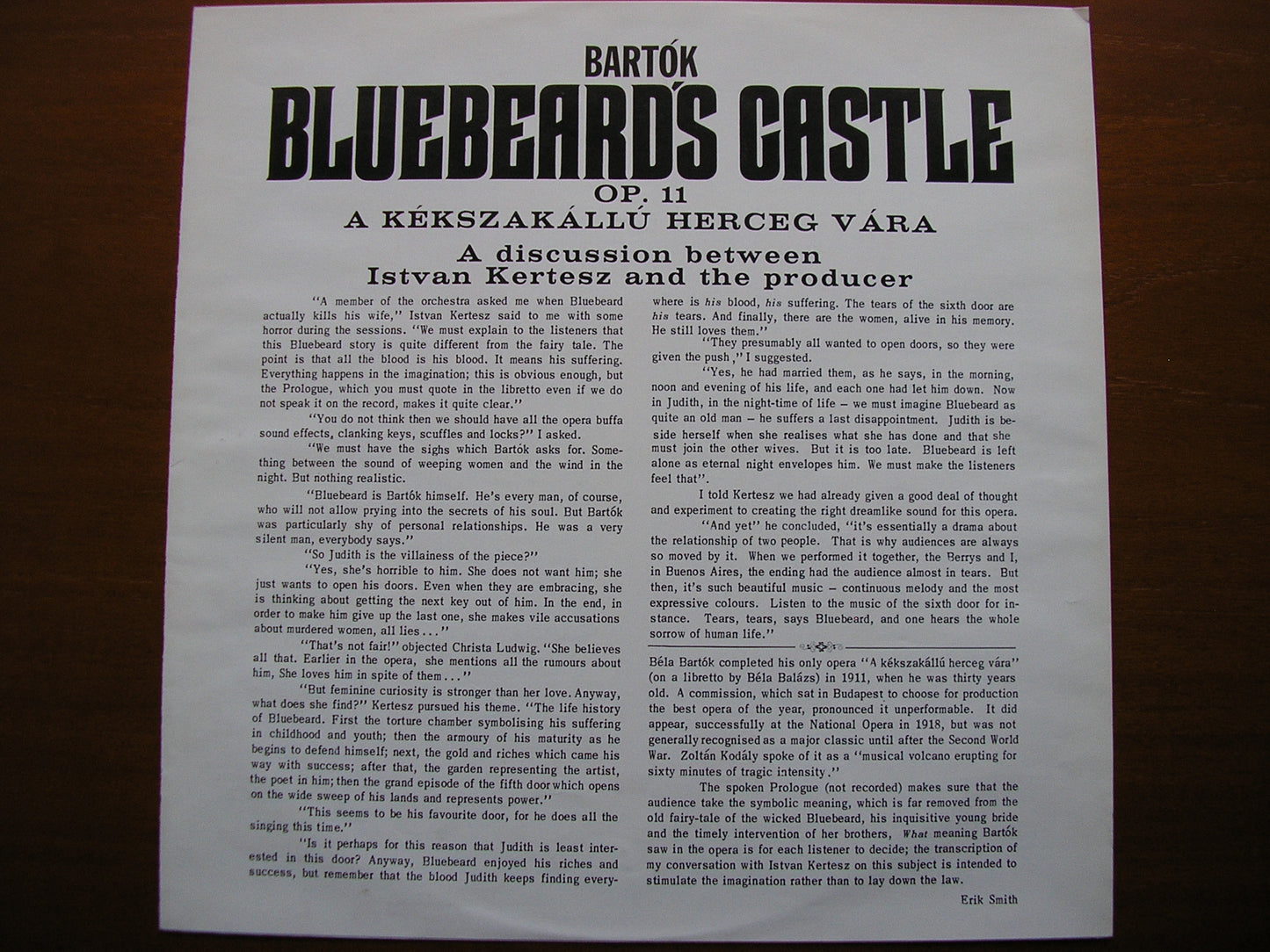 BARTOK: BLUEBEARD'S CASTLE    BERRY / LUDWIG / LONDON SYMPHONY / KERTESZ    SET 311