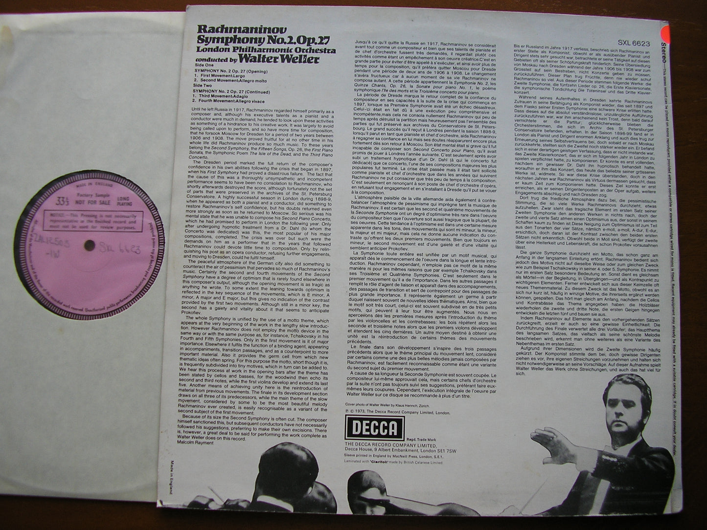 RACHMANINOV: SYMPHONY No. 2   WELLER / LONDON PHILHARMONIC  SXL 6623