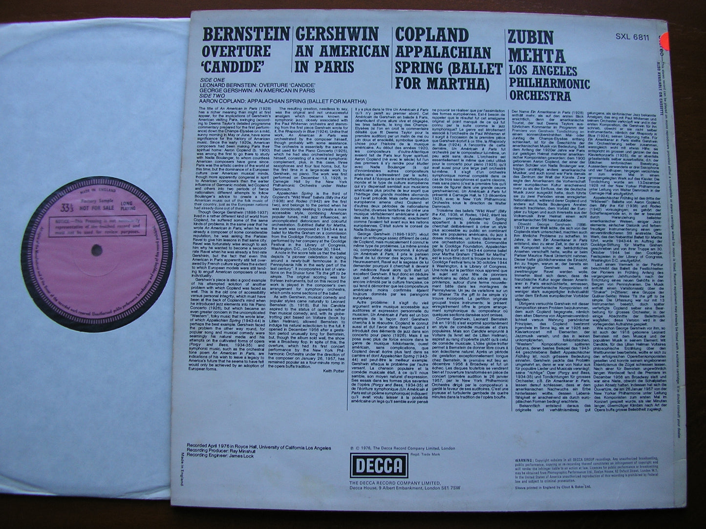 BERNSTEIN / GERSHWIN / COPLAND: ORCHESTRAL WORKS   MEHTA / LOS ANGELES PHILHARMONIC   SXL 6811