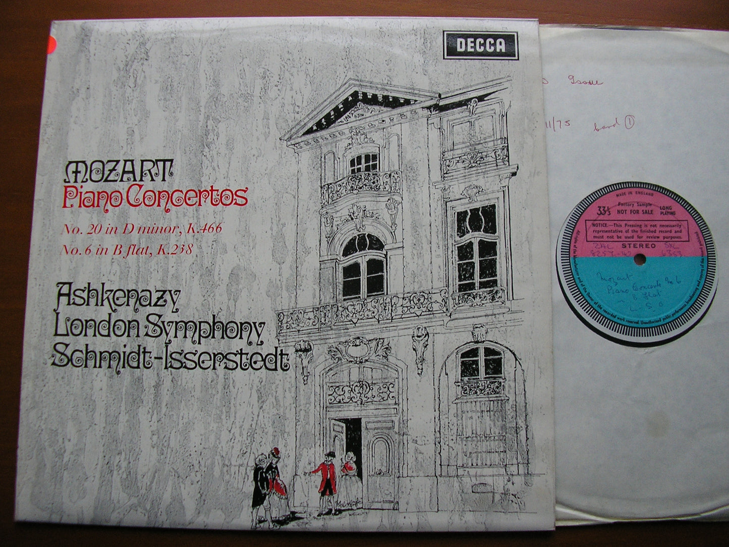 MOZART: PIANO CONCERTOS Nos. 6 in B K238 & 20 in D K466    VLADIMIR ASHKENAZY / LONDON SYMPHONY ORCHESTRA / SCHMIDT - ISSERSTEDT  SXL 6353