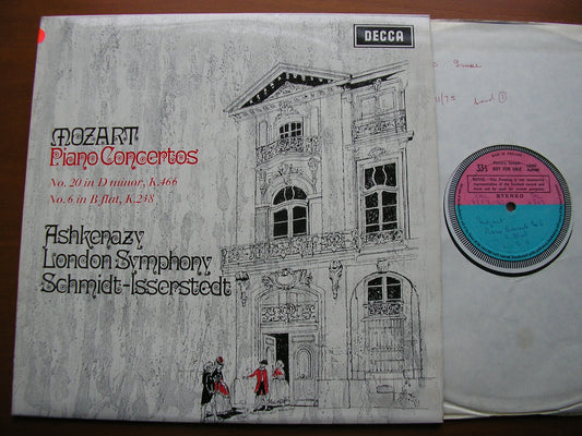 MOZART: PIANO CONCERTOS Nos. 6 in B K238 & 20 in D K466    VLADIMIR ASHKENAZY / LONDON SYMPHONY ORCHESTRA / SCHMIDT - ISSERSTEDT  SXL 6353