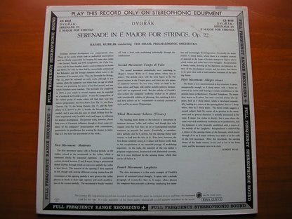DVORAK: SERENADE FOR STRINGS     KUBELIK / ISRAEL PHILHARMONIC ORCHESTRA    CS 6032