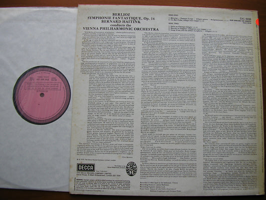 BERLIOZ: SYMPHONIE FANTASTIQUE    BERNARD HAITINK / VIENNA PHILHARMONIC ORCHESTRA  SXL 6938