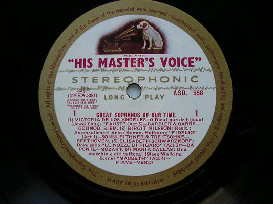 GREAT SOPRANOS OF OUR TIME    CALLAS / NILSSON / CRESPIN / SUTHERLAND / SCHWARZKOPF    ASD 558