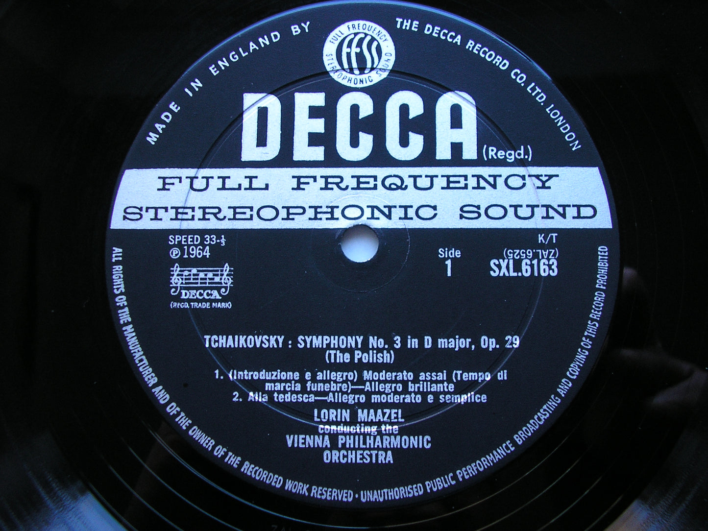 TCHAIKOVSKY: SYMPHONY No. 3 'Polish'     MAAZEL / VIENNA PHILHARMONIC    SXL 6163