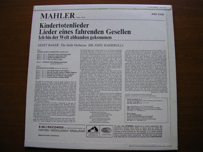 MAHLER: LIEDER EINES FAHRENDEN GESELLEN / KINDERTOTENLIEDER   JANET BAKER / HALLE ORCHESTRA / BARBIROLLI    ASD 2338