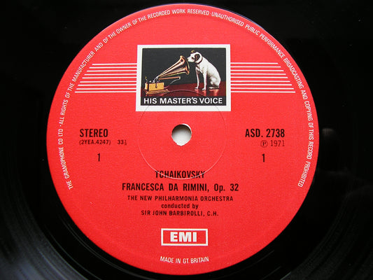 TCHAIKOVSKY: SERENADE FOR STRINGS / FRANCESCA DA RIMINI     NEW PHILHARMONIA / LONDON SYMPHONY   BARBIROLLI     ASD 2738