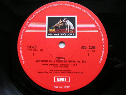 BRAHMS: HAYDN VARIATIONS / ACADEMIC FESTIVAL / TRAGIC OVERTURES    VIENNA PHILHARMONIC / BARBIROLLI    ASD 2589