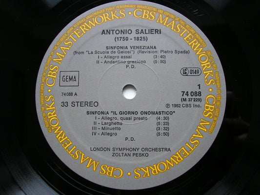 SALIERI: ORCHESTRAL WORKS    PESKO / LONDON SYMPHONY   74088
