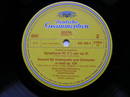 SCHUMANN: THE SYMPHONIES / PIANO CONCERTO / CELLO CONCERTO    MAISKY / FRANTZ / VIENNA PHILHARMONIC / BERNSTEIN   3 DG