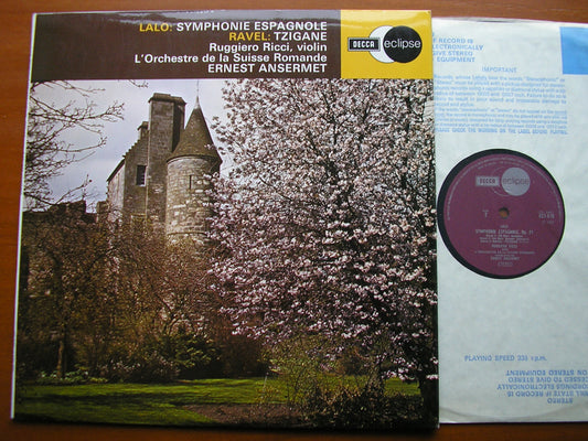 LALO: SYMPHONIE ESPAGNOLE / RAVEL: TZIGANE    RICCI / SUISSE ROMANDE / ANSERMET    ECS 670