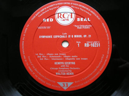 LALO: SYMPHONIE ESPAGNOLE    SZERYNG / CHICAGO SYMPHONY / HENDL  RB 16251