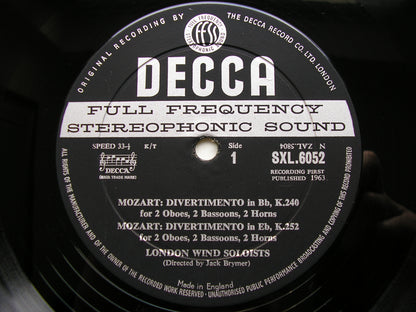 MOZART: COMPLETE WIND MUSIC Volume 4    JACK BRYMER / LONDON WIND SOLOISTS   SXL 6052