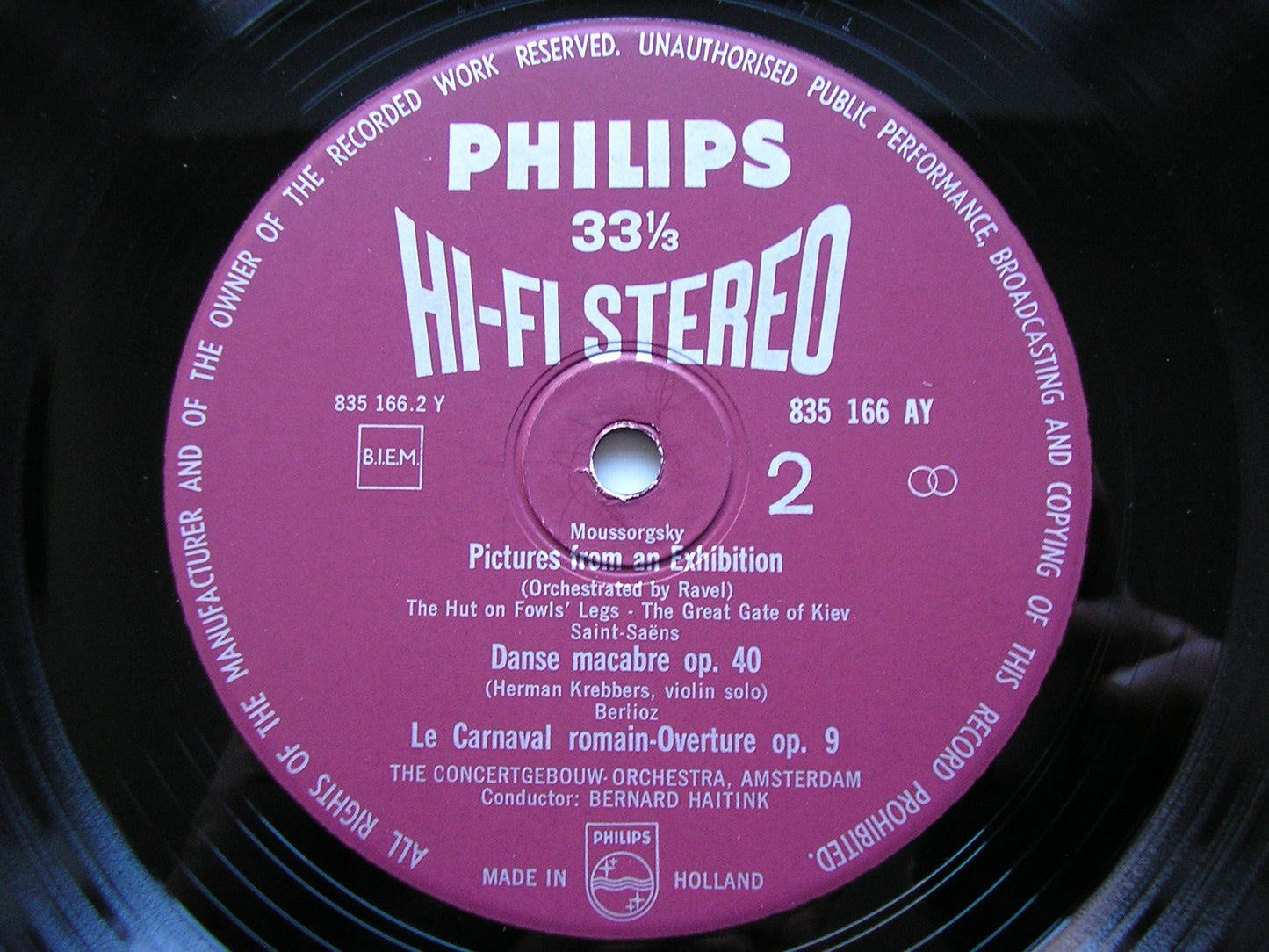 MUSSORGSKY: PICTURES AT AN EXHIBITION / SAINT-SAENS: DANSE MACABRE / BERLIOZ: LE CARNIVAL ROMAIN    HAITINK / CONCERTGEBOUW ORCHESTRA  835 166 AY