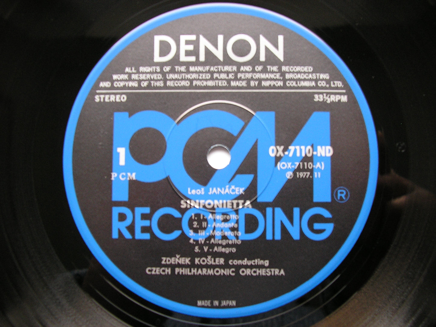 JANACEK: SINFONIETTA / TARAS BULBA    ZDENEK KOSLER / CZECH PHILHARMONIC   OX-7110-ND