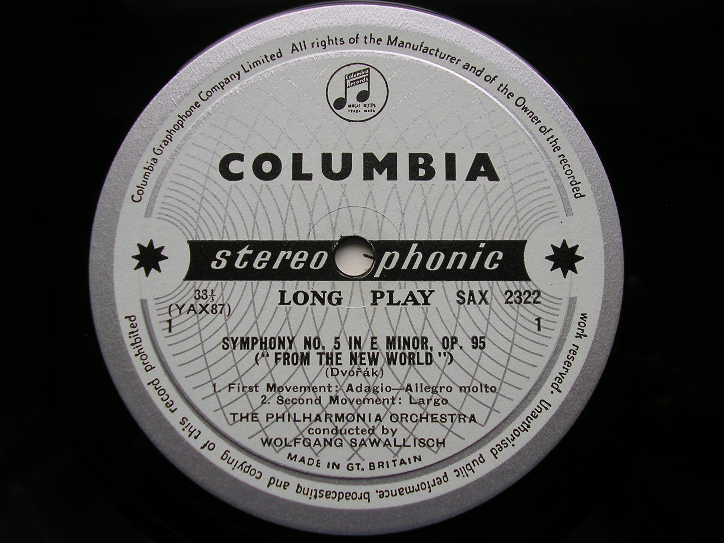 DVORAK: SYMPHONY No. 9 'New World' / SCHERZO CAPRICCIOSO   SAWALLISCH / PHILHARMONIA   SAX 2322