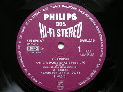 BARBER / RESPIGHI / BRITTEN / BARTOK: MUSIC FOR STRINGS     I MUSICI   SABL 216