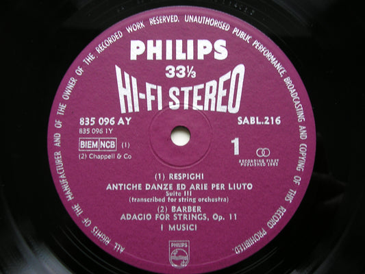 BARBER / RESPIGHI / BRITTEN / BARTOK: MUSIC FOR STRINGS     I MUSICI   SABL 216