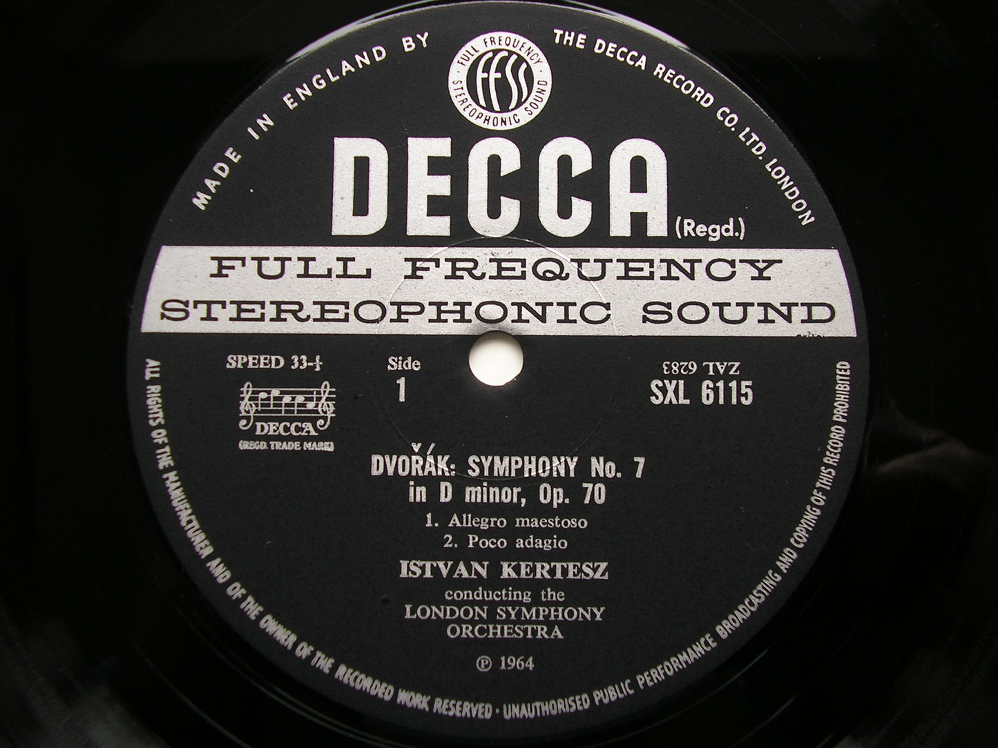 DVORAK: SYMPHONY No. 7    KERTESZ / LONDON SYMPHONY    SXL 6115