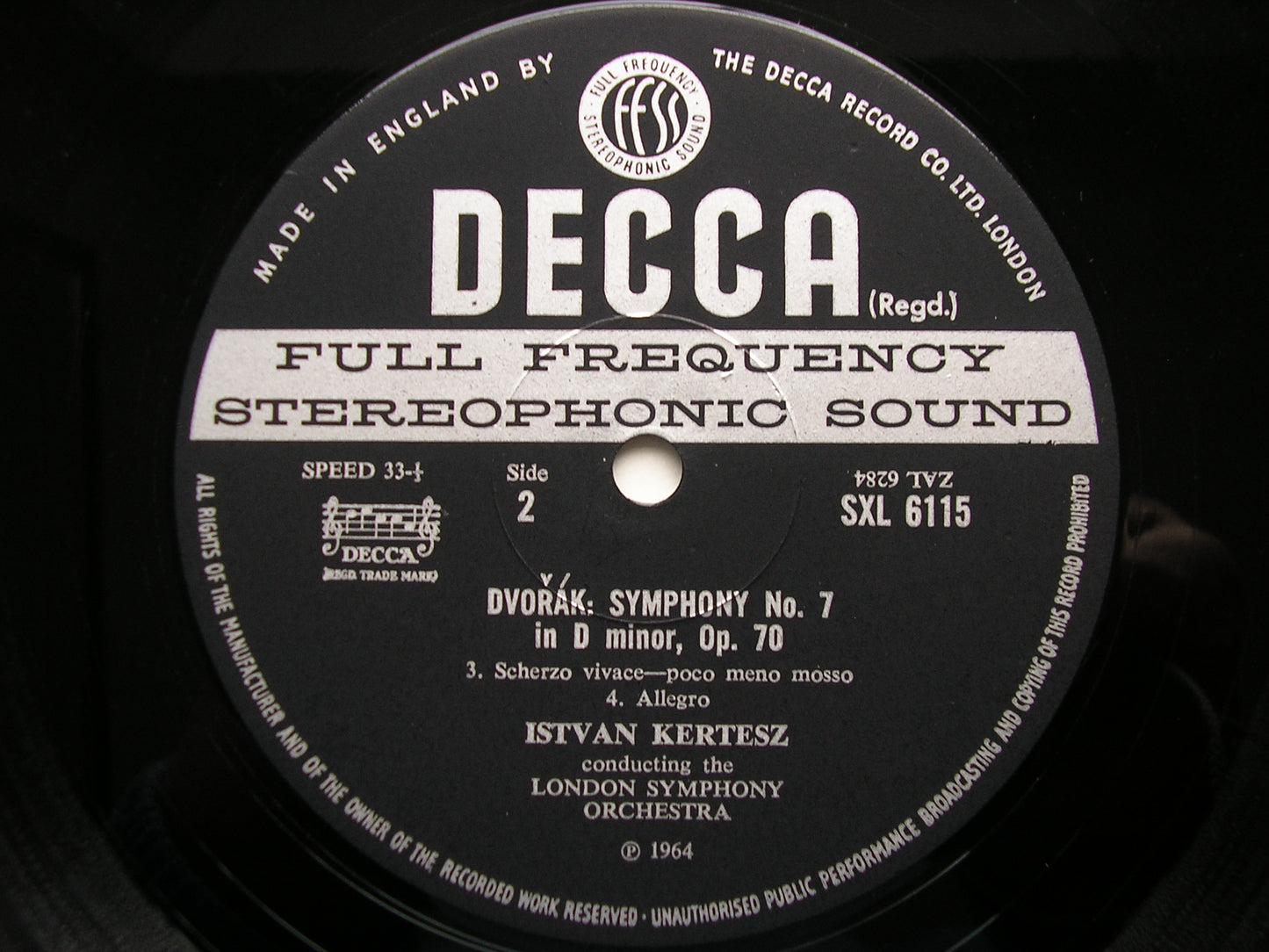 DVORAK: SYMPHONY No. 7    KERTESZ / LONDON SYMPHONY    SXL 6115