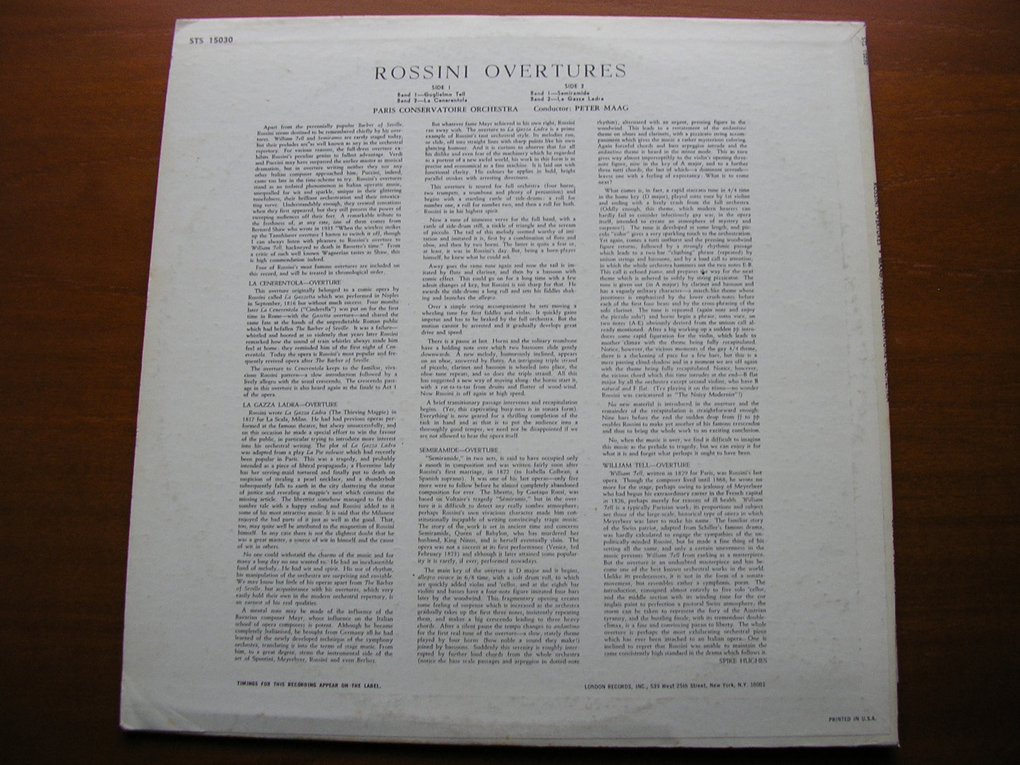 ROSSINI: FOUR OVERTURES     MAAG / PARIS CONSERVATOIRE    STS 15030