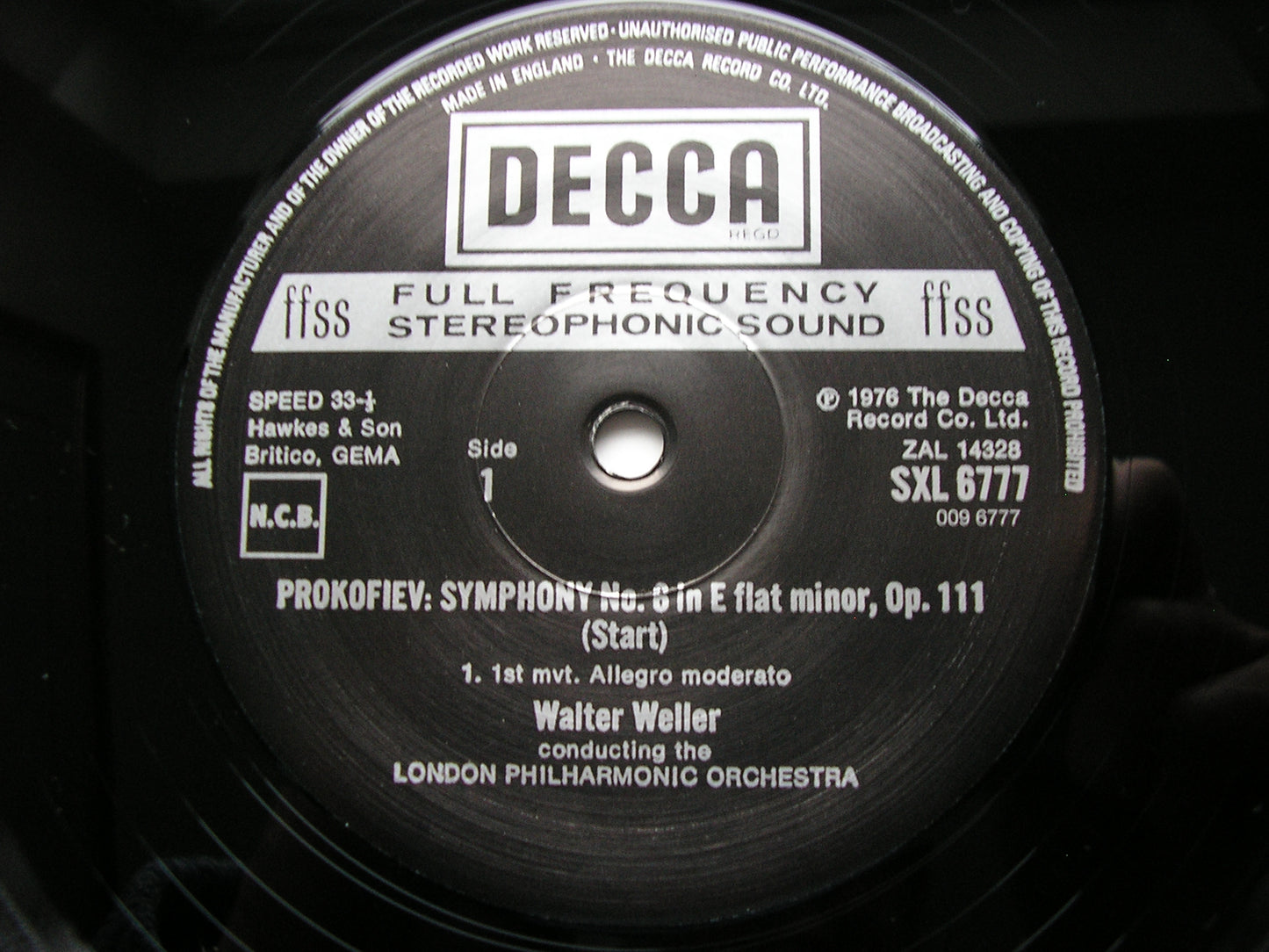 PROKOFIEV: SYMPHONY No. 6    WELLER / LONDON PHILHARMONIC    SXL 6777