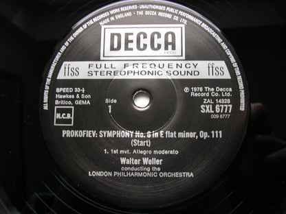 PROKOFIEV: SYMPHONY No. 6    WELLER / LONDON PHILHARMONIC    SXL 6777