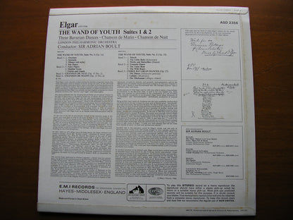 ELGAR: THE WAND OF YOUTH / CHANSON DE MATIN / CHANSON DE NUIT / 3 BAVARIAN DANCES     BOULT / LONDON PHILHARMONIC   ASD 2356
