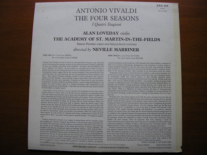 VIVALDI: THE FOUR SEASONS     LOVEDAY / ASMIF / MARRINER    ZRG 654