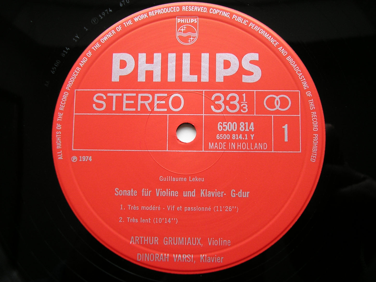 LEKEU: VIOLIN SONATA / VIEUXTEMPS: BALLADE / YSAYE: REVE D'ENFANT    GRUMIAUX / VARSI    6500 814
