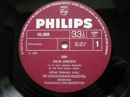 BERG & STRAVINSKY: VIOLIN CONCERTOS     GRUMIAUX / CONCERTGEBOUW / MARKEVITCH    SAL 3650