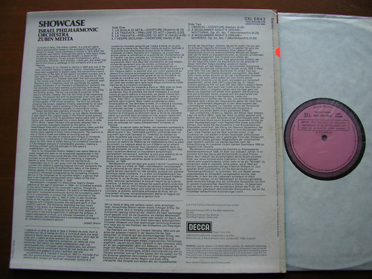 SHOWCASE; ORCHESTRAL MUSIC BY ROSSINI / VERDI / WEBER / MENDELSSOHN    MEHTA / ISRAEL PHILHARMONIC    SXL 6843