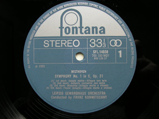 BEETHOVEN: SYMPHONIES Nos. 1 & 2   KONWITSCHNY / LEIPZIG GEWANDHAUS   SFL 14038