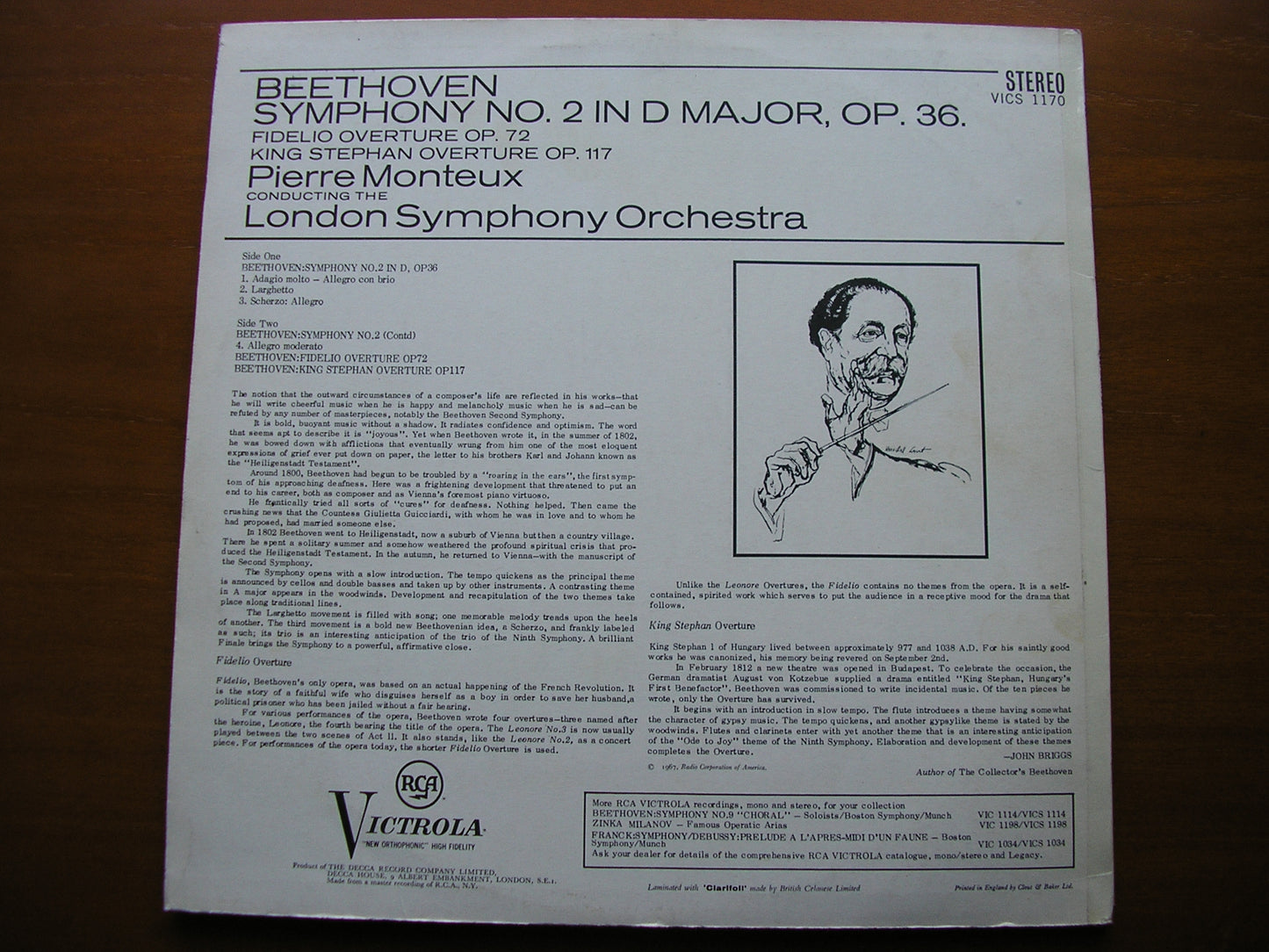 BEETHOVEN: SYMPHONY No. 2 / OVERTURES King Stephen / Fidelio     MONTEUX / LONDON SYMPHONY    VICS 1170