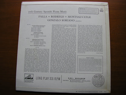 20th CENTURY SPANISH PIANO MUSIC: FALLA / RODRIGO / MONTSALVAGE    GONZALO SORIANO   ASD 642