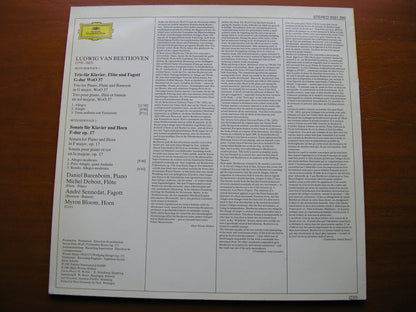BEETHOVEN: SONATA FOR PIANO & HORN / TRIO FOR PIANO, FLUTE & BASSOON    BARENBOIM / BLOOM / DEBOST / SENNEDAT   2531 293