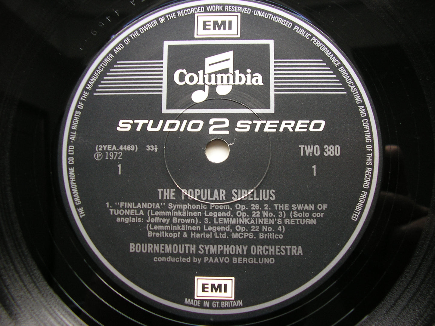 SIBELIUS: ORCHESTRAL WORKS     BERGLUND / BOURNEMOUTH SYMPHONY  TWO 380