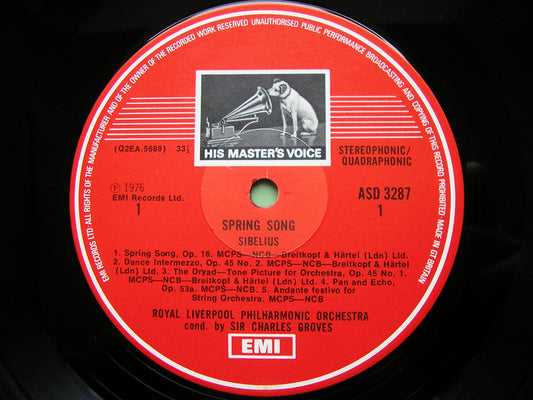 SIBELIUS: SPRING SONG   GROVES / ROYAL LIVERPOOL PHILHARMONIC   ASD 3287