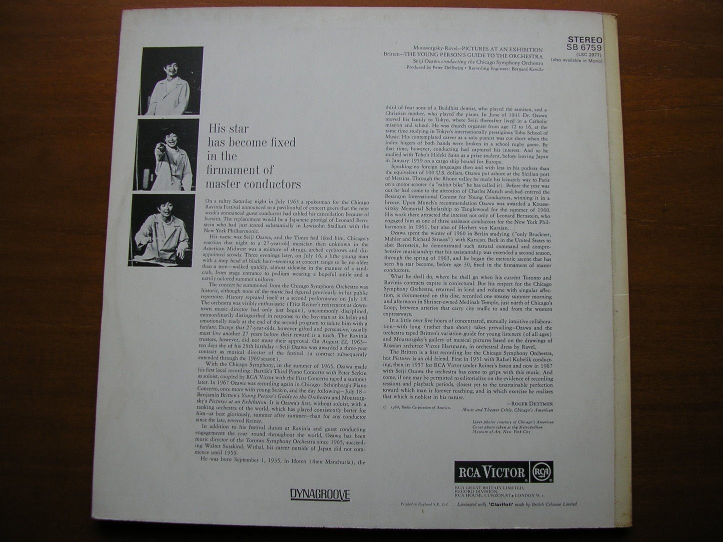 MOUSSORGSKY: PICTURES AT AN EXHIBITION / BRITTEN: YOUNG PERSON'S GUIDE   OZAWA / CHICAGO SYMPHONY ORCHESTRA   SB 6759