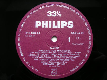 BARTOK: CONCERTO FOR ORCHESTRA / DANCE SUITE BERNARD HAITINK / COA SABL 213