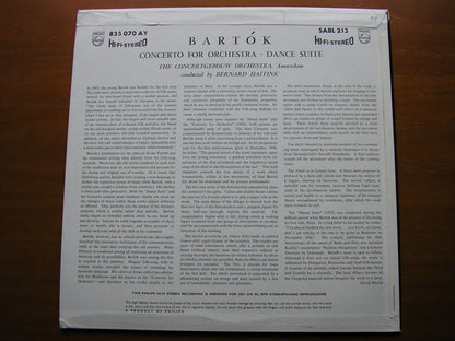 BARTOK: CONCERTO FOR ORCHESTRA / DANCE SUITE BERNARD HAITINK / COA SABL 213