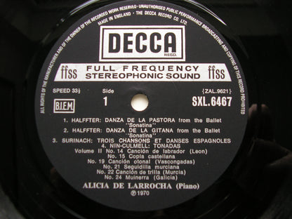 ALICIA DE LARROCHA PLAYS SPANISH PIANO MUSIC     SXL 6467
