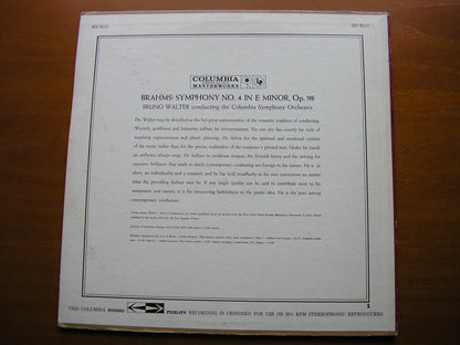 BRAHMS: SYMPHONY No. 4     WALTER / COLUMBIA SYMPHONY   MS 6113
