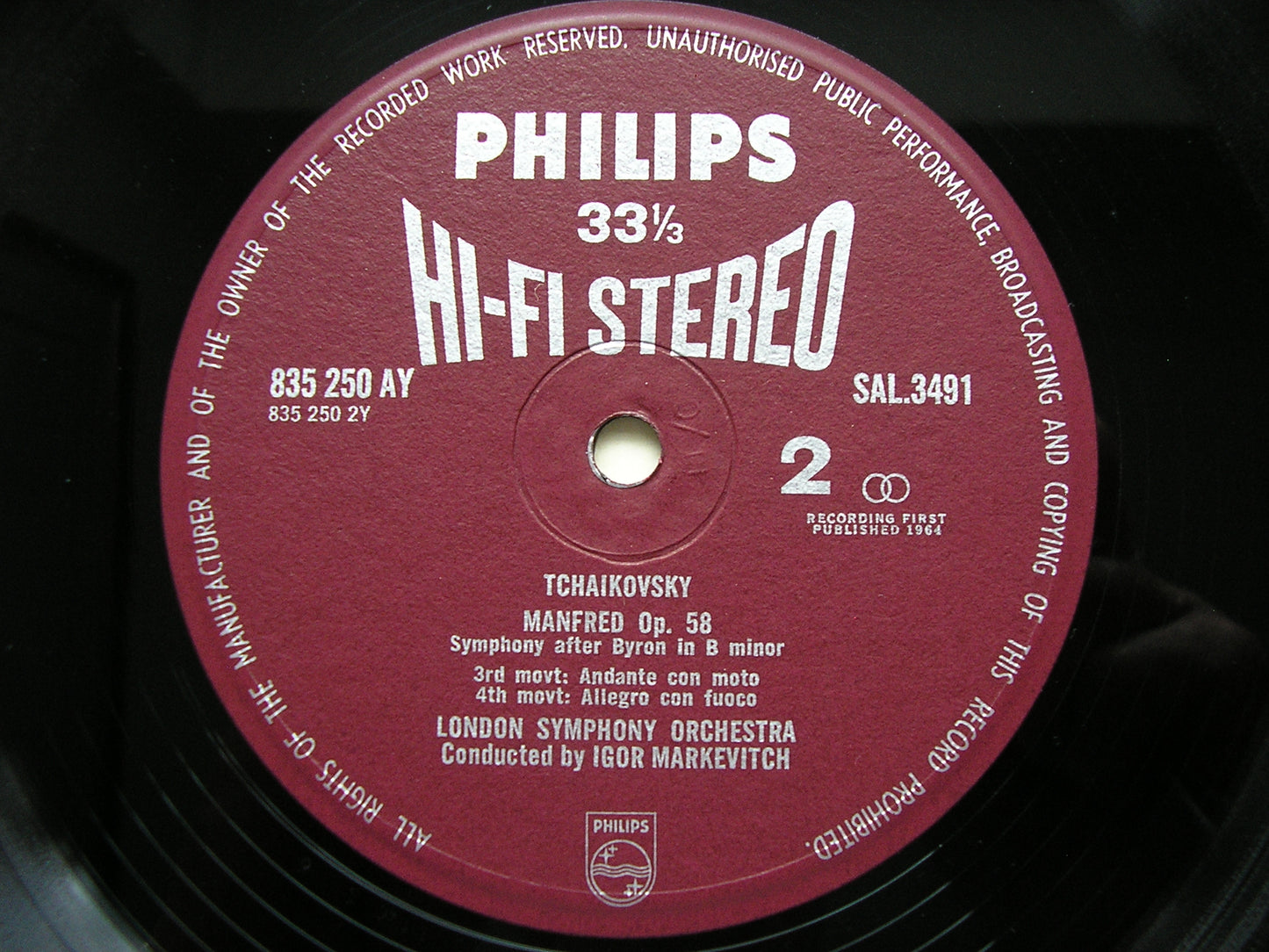 TCHAIKOVSKY: MANFRED     IGOR MARKEVITCH / LONDON SYMPHONY   SAL 3491