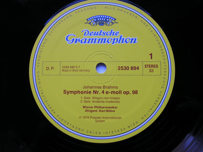 BRAHMS: THE FOUR SYMPHONIES / ALTO RHAPSODY / TRAGIC OVERTURE / HAYDN VARIATIONS    BOHM / VIENNA PHILHARMONIC ORCHESTRA   4 LP