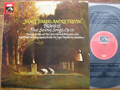 BRAHMS: FOUR SERIOUS SONGS / 8 LIEDER / TWO SONGS Op. 91 JANET BAKER / ANDRE PREVIN ASD 3605