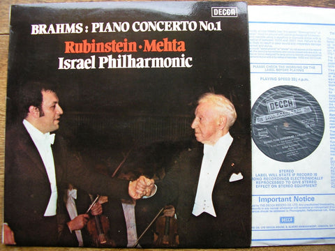 BRAHMS: PIANO CONCERTO No. 1 RUBINSTEIN / ISRAEL PHILHARMONIC  / MEHTA  SXL 6797