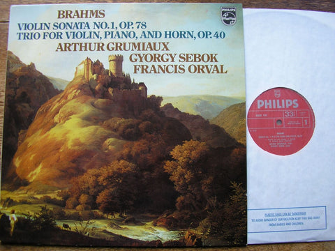 BRAHMS: VIOLIN SONATA / TRIO FOR VIOLIN, PIANO & HORN / GRUMIAUX / SEBOK / ORVAL   9500 161